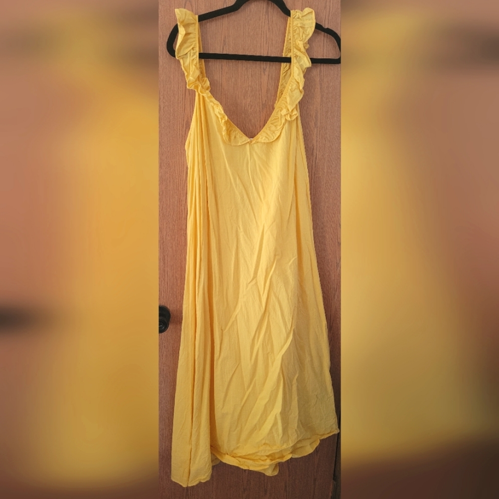 Yellow H&M ruffle sleeve dress